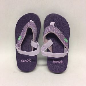 NWOT Toddler Girls' 9/10 Sanuk Purple Sparkle Flip Flops